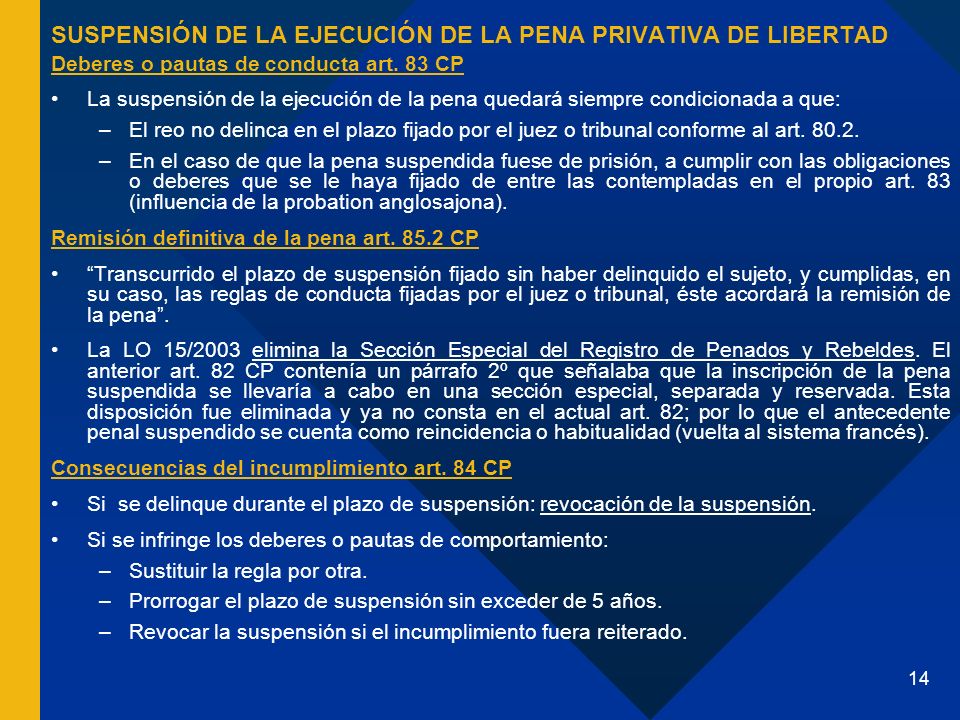 SUSPENSIÓN DE LA EJECUCIÓN DE LA PENA PRIVATIVA DE LIBERTAD