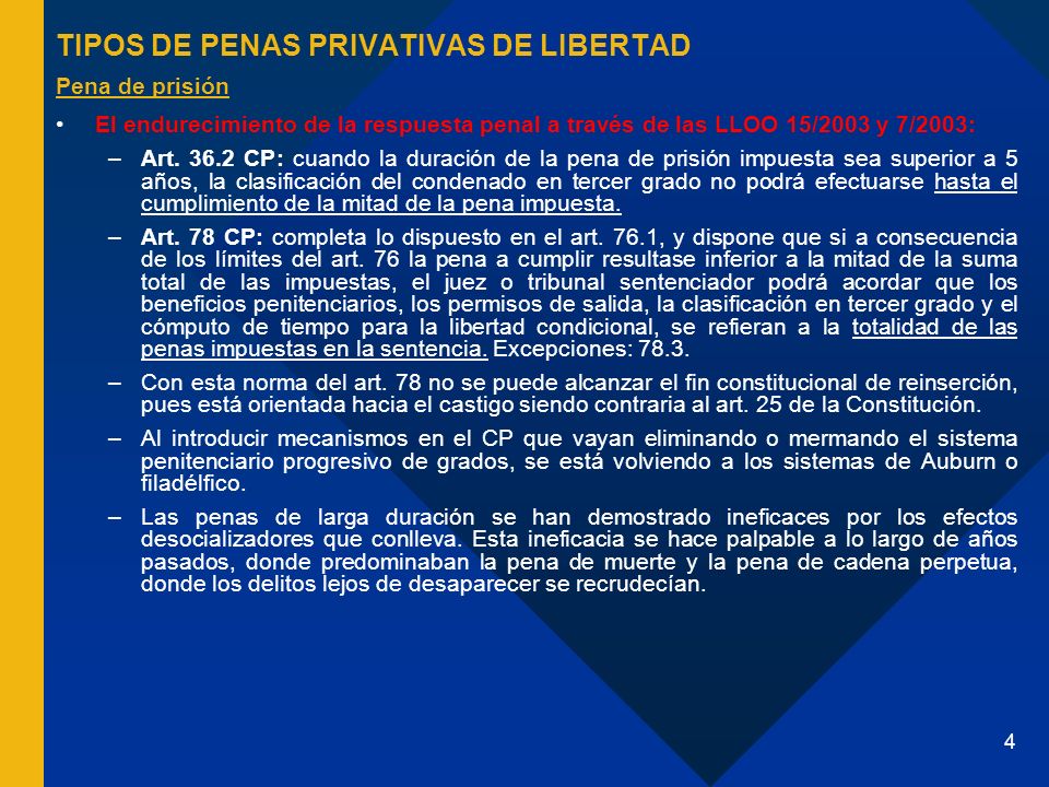 TIPOS DE PENAS PRIVATIVAS DE LIBERTAD