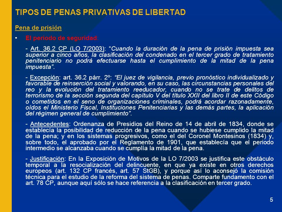 TIPOS DE PENAS PRIVATIVAS DE LIBERTAD