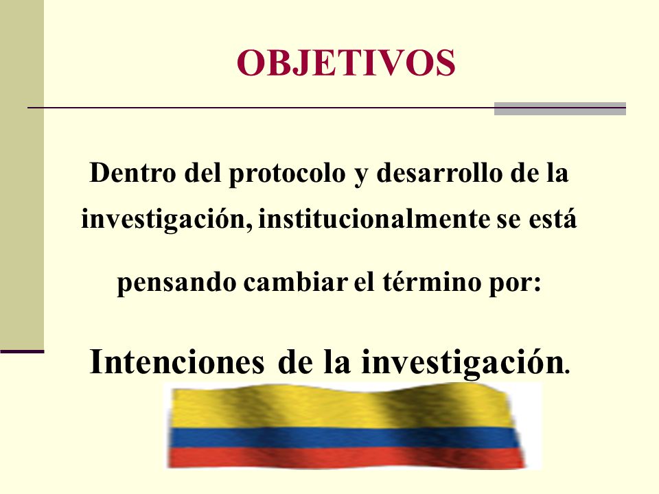 pensando cambiar el término por: Intenciones de la investigación.