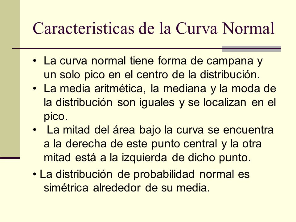 Caracteristicas de la Curva Normal