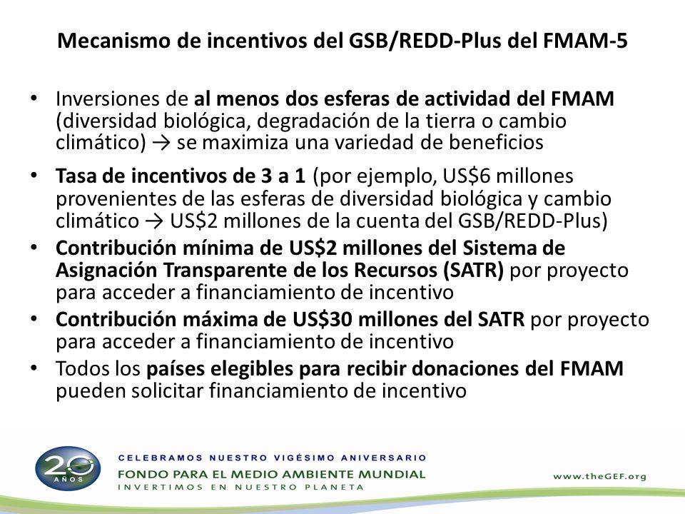 Mecanismo de incentivos del GSB/REDD-Plus del FMAM-5