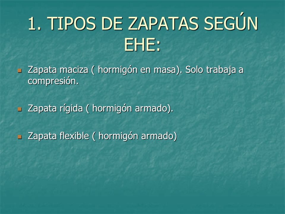 1. TIPOS DE ZAPATAS SEGÚN EHE: