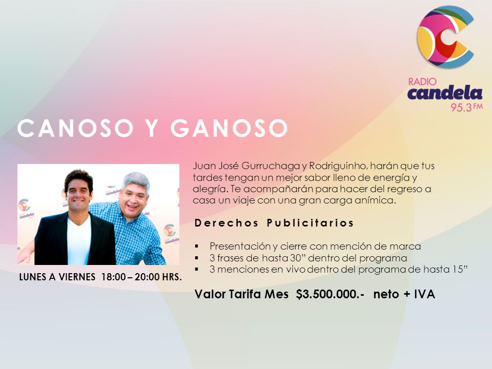 CANOSO Y GANOSO Valor Tarifa Mes $ neto + IVA