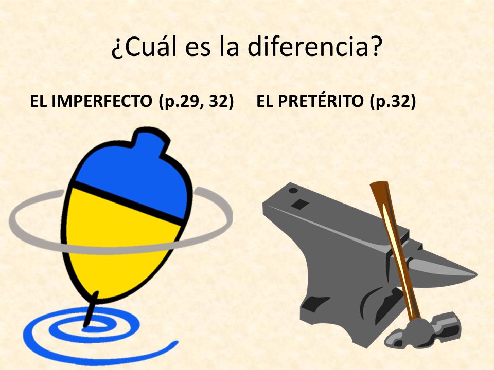 ¿Cuál es la diferencia EL IMPERFECTO (p.29, 32) EL PRETÉRITO (p.32)