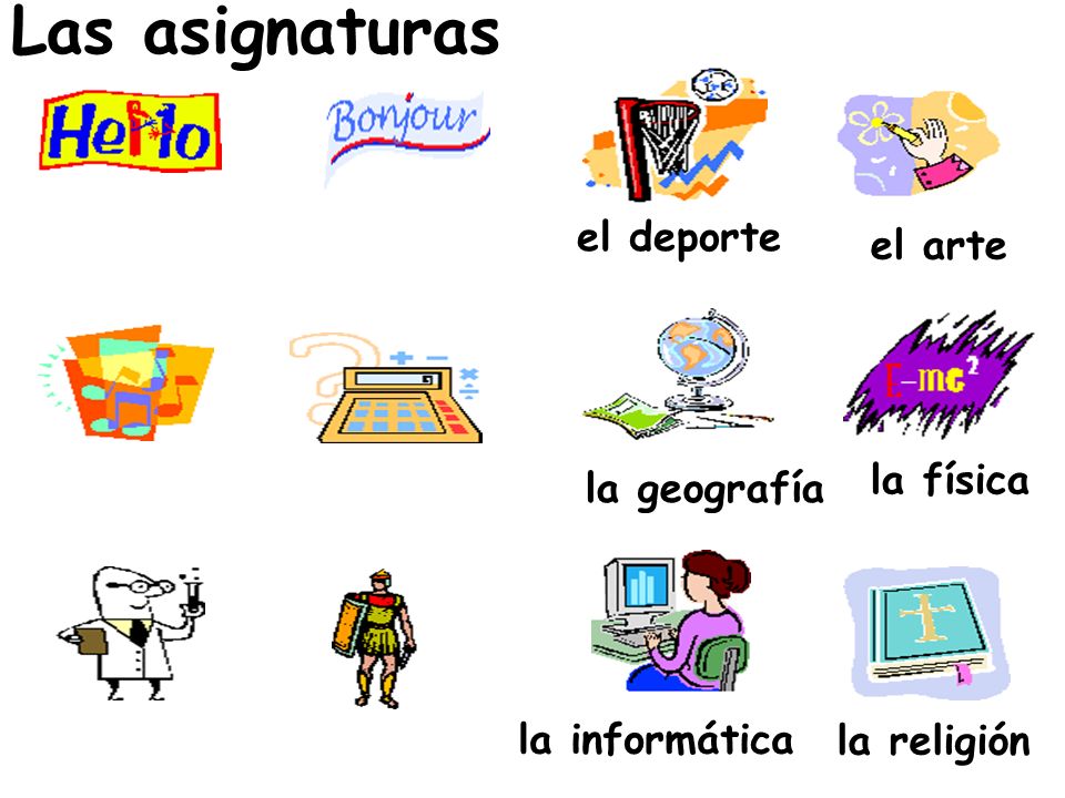 Las asignaturas el deporte el arte la física la geografía