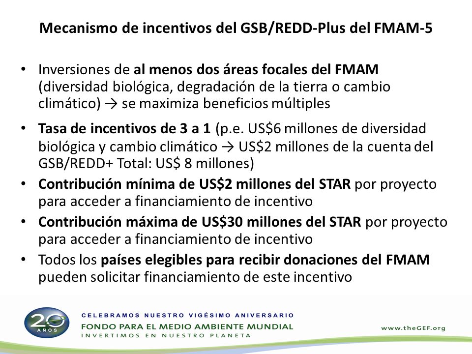 Mecanismo de incentivos del GSB/REDD-Plus del FMAM-5
