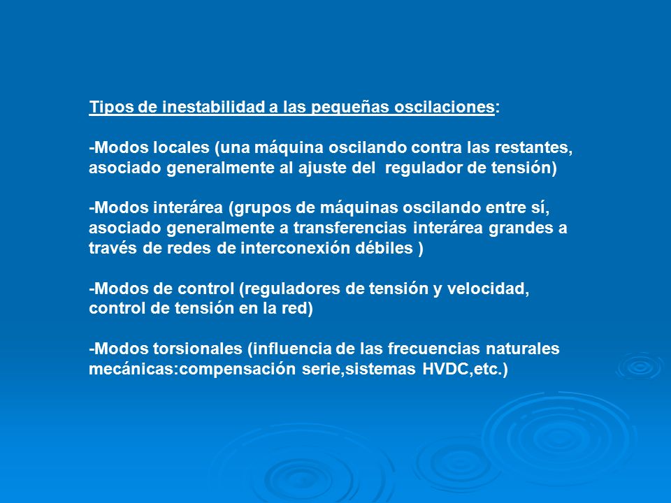 Tipos de inestabilidad a las pequeñas oscilaciones: