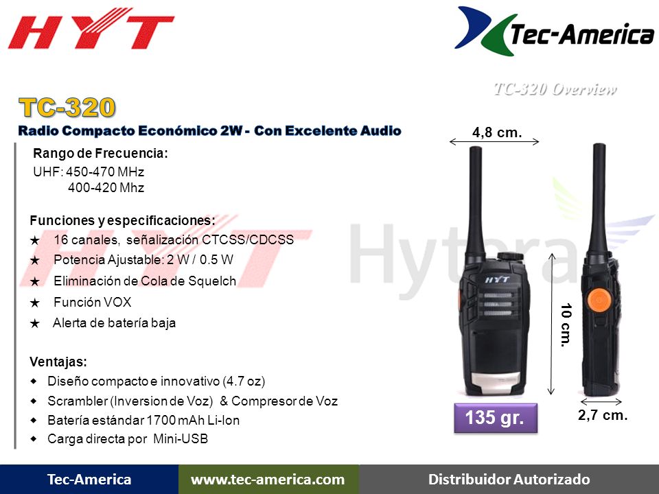 TC gr. TC-320 Overview 4,8 cm. 10 cm. 2,7 cm.