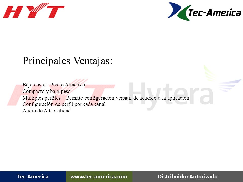 Principales Ventajas: Bajo costo - Precio Atractivo Compacto y bajo peso Multiples perfiles – Permite configuración versatil de acuerdo a la aplicación Configuración de perfil por cada canal Audio de Alta Calidad