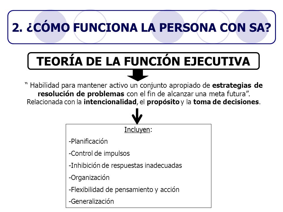 2. ¿CÓMO FUNCIONA LA PERSONA CON SA TEORÍA DE LA FUNCIÓN EJECUTIVA