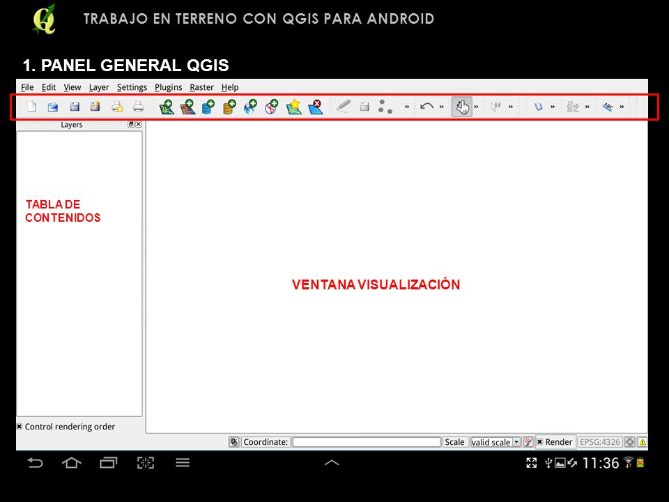 1. PANEL GENERAL QGIS TRABAJO EN TERRENO CON QGIS PARA ANDROID