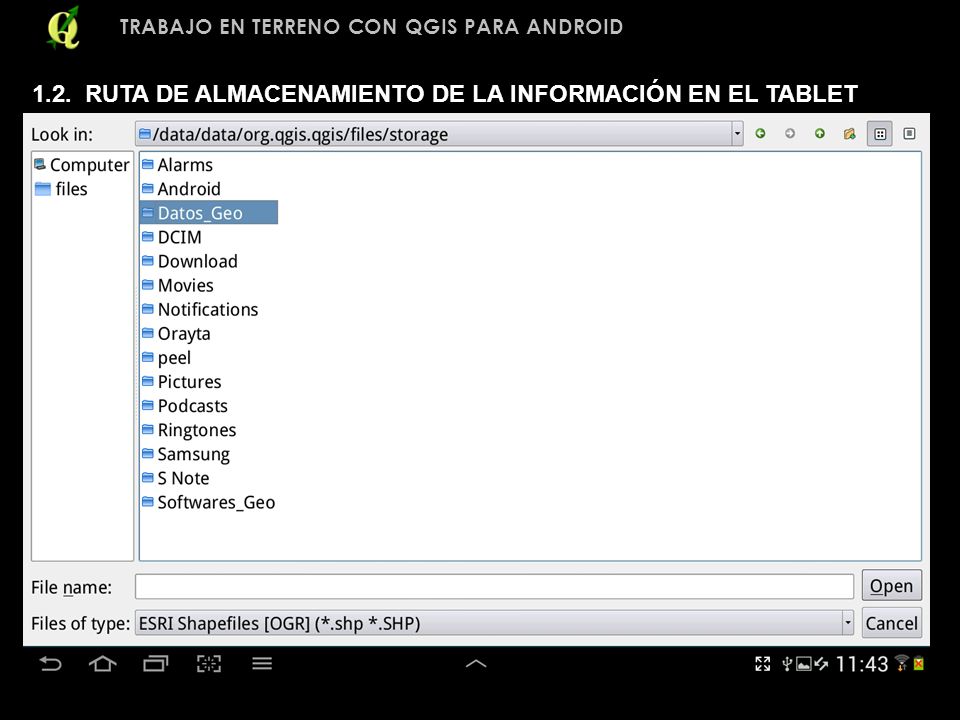 1.2. RUTA DE ALMACENAMIENTO DE LA INFORMACIÓN EN EL TABLET