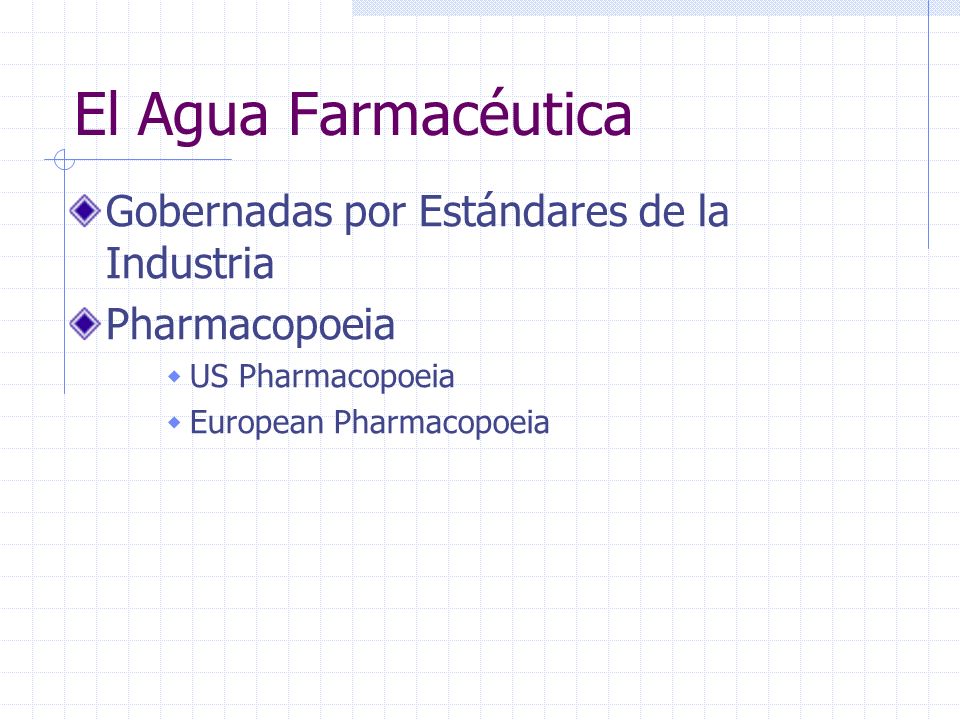 El Agua Farmacéutica Gobernadas por Estándares de la Industria