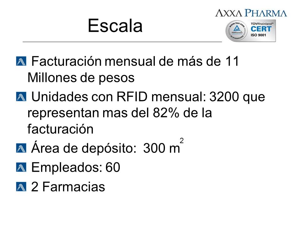 Escala Facturación mensual de más de 11 Millones de pesos