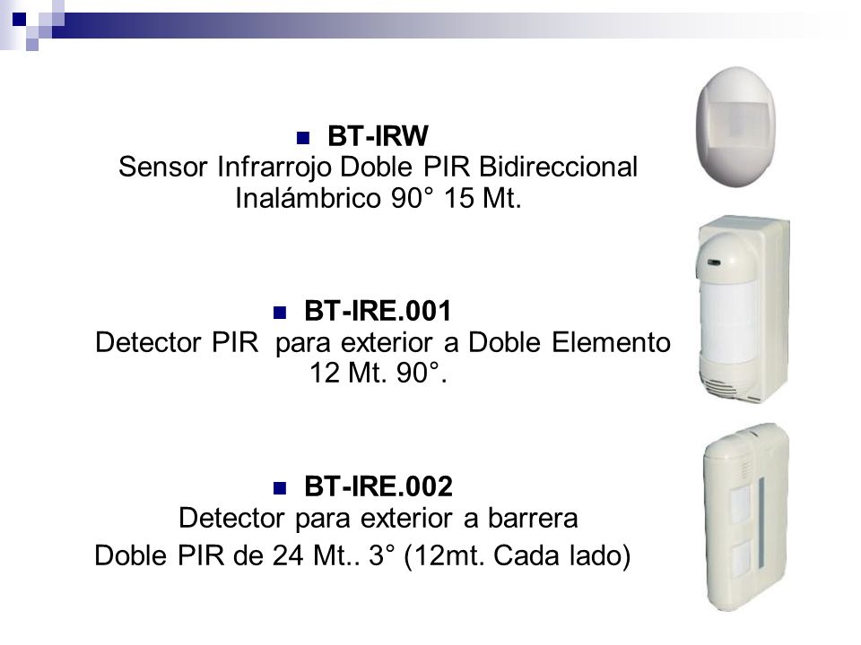BT-IRE.001 Detector PIR para exterior a Doble Elemento 12 Mt. 90°.