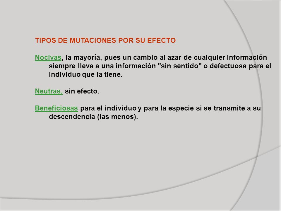 TIPOS DE MUTACIONES POR SU EFECTO