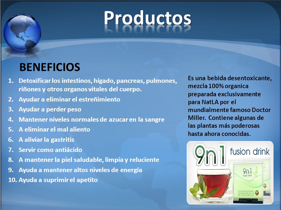 Productos Detoxificar los intestinos, hígado, pancreas, pulmones, riñones y otros organos vitales del cuerpo.