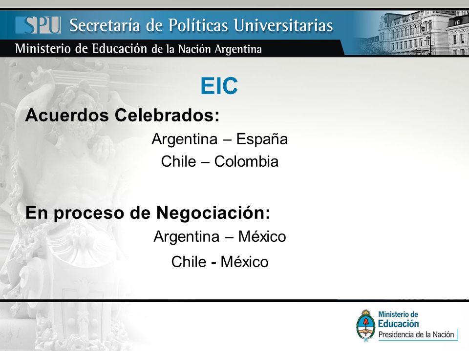 EIC Acuerdos Celebrados: En proceso de Negociación: Argentina – España