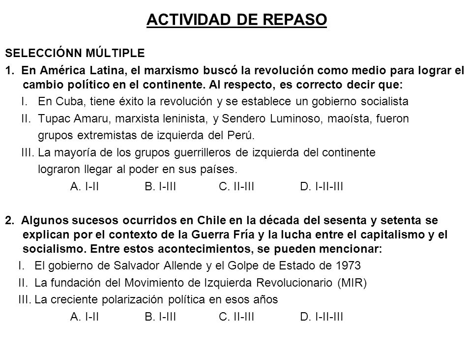 ACTIVIDAD DE REPASO SELECCIÓNN MÚLTIPLE