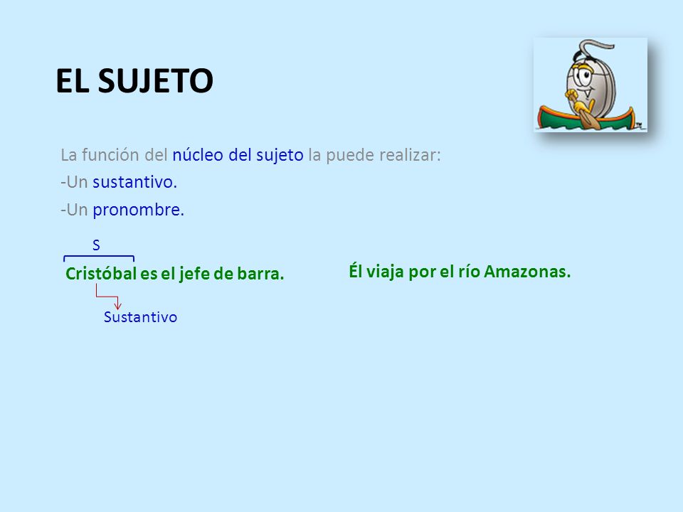 EL SUJETO La función del núcleo del sujeto la puede realizar: