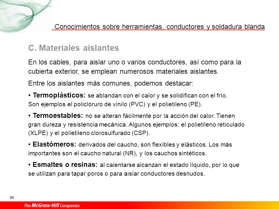 D. Identificación de cables según los colores de su aislamiento