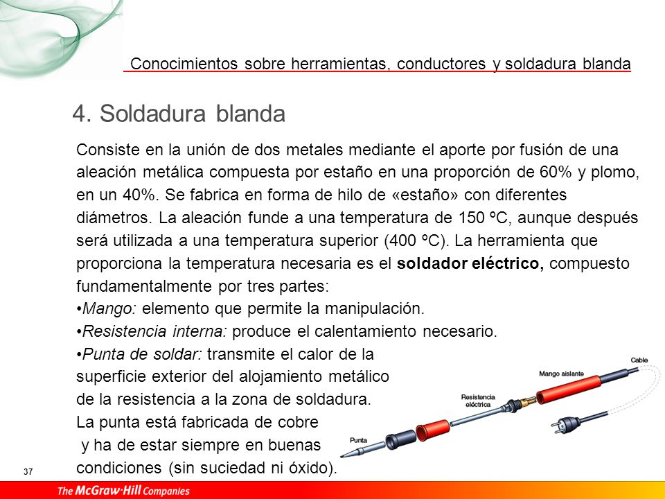 Al realizar una soldadura, por ejemplo el estañado del extremo de un cable flexible, primero aplicamos calor a la zona que se va a soldar y luego aplicamos un poco de estaño entre la punta del soldador y dicha zona, para que al fundirse el estaño conduzca el calor hasta ella.