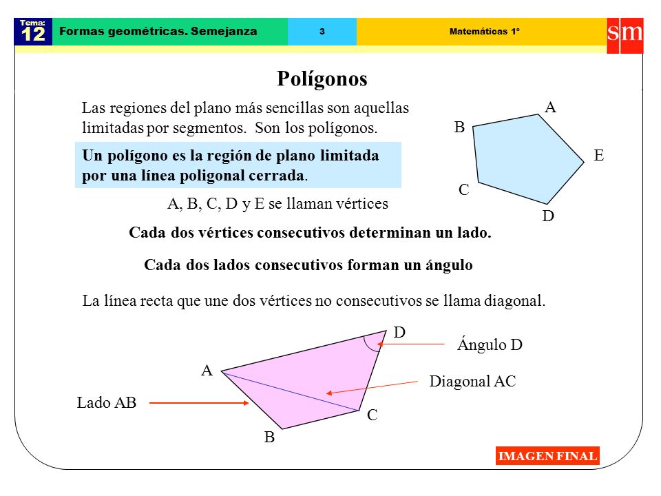 Tema: 12. Formas geométricas. Semejanza. 3. Matemáticas 1º. Polígonos.
