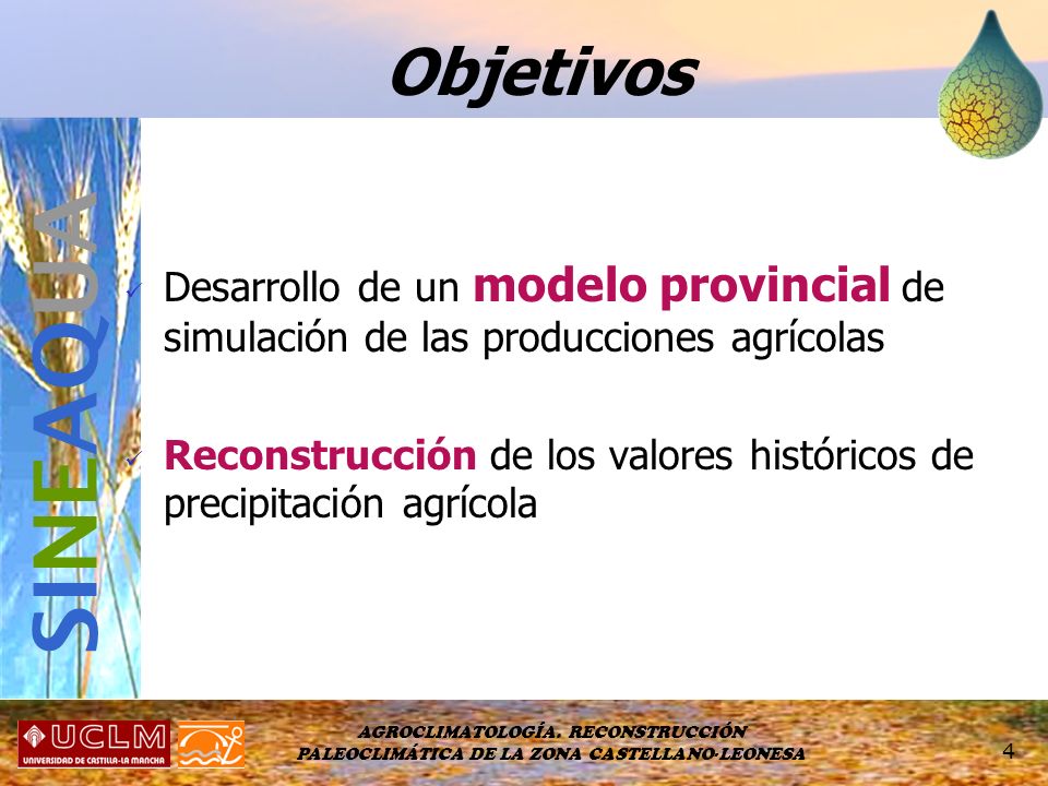 Objetivos Desarrollo de un modelo provincial de simulación de las producciones agrícolas.