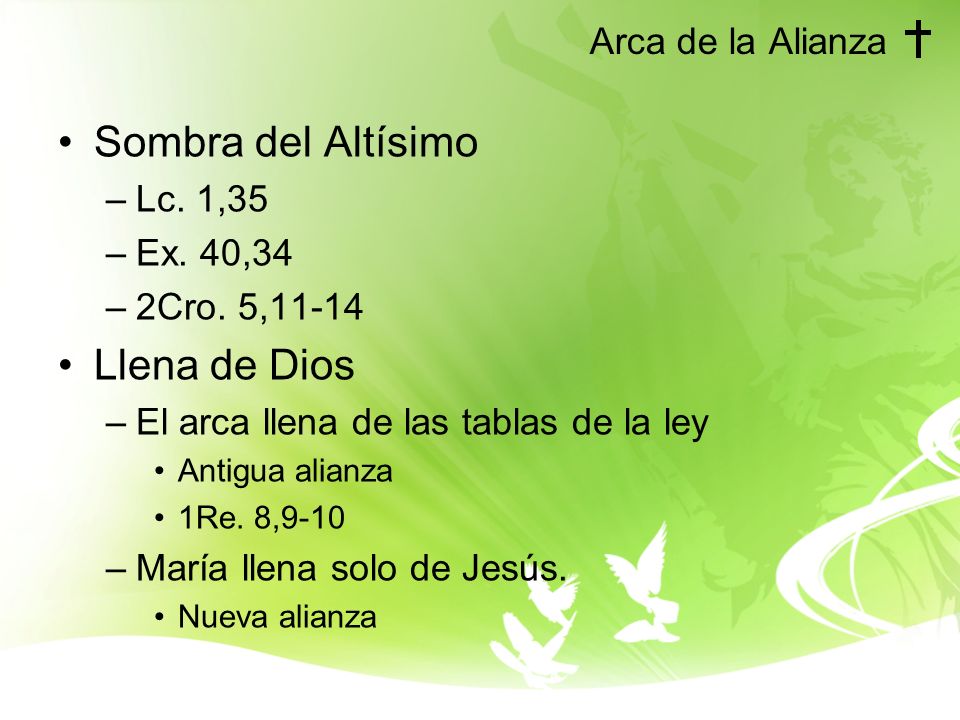 Sombra del Altísimo Llena de Dios Arca de la Alianza Lc. 1,35