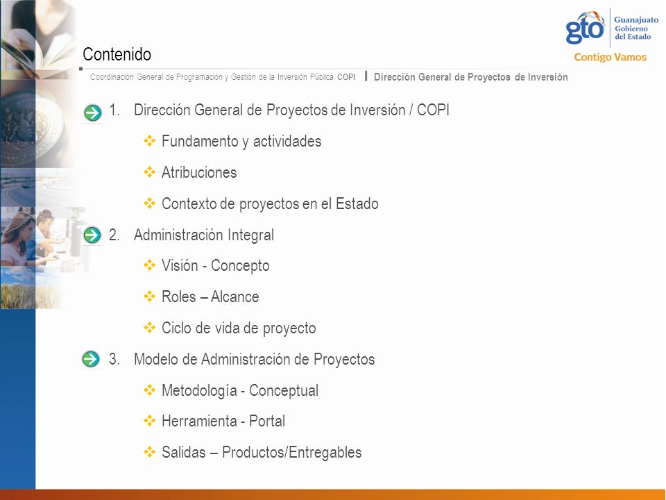 Contenido Dirección General de Proyectos de Inversión / COPI