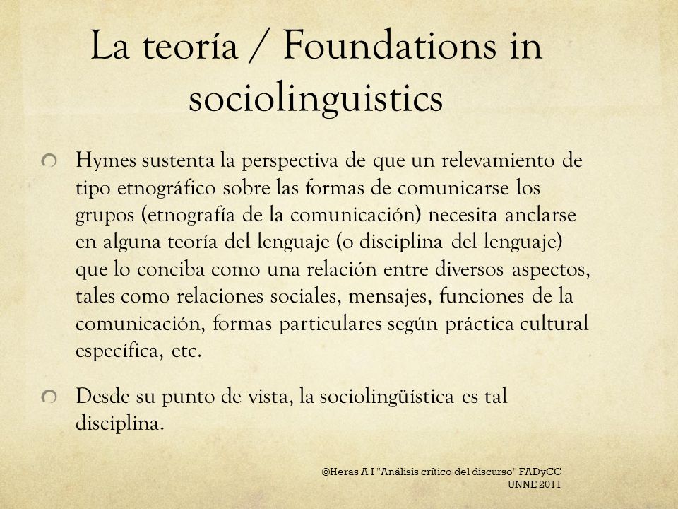 La teoría / Foundations in sociolinguistics