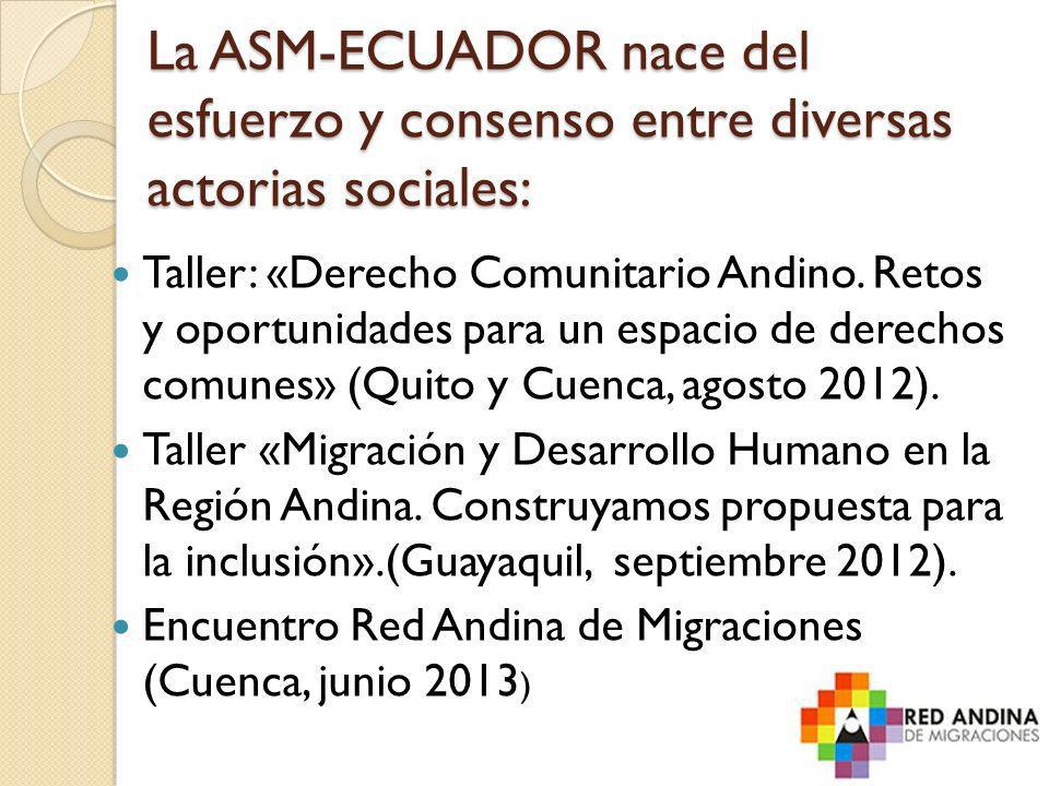 La ASM-ECUADOR nace del esfuerzo y consenso entre diversas actorias sociales: