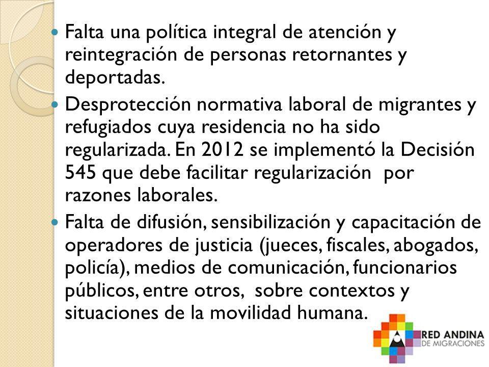 Falta una política integral de atención y reintegración de personas retornantes y deportadas.