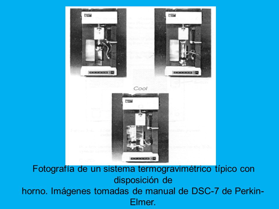 Fotografía de un sistema termogravimétrico típico con disposición de horno.