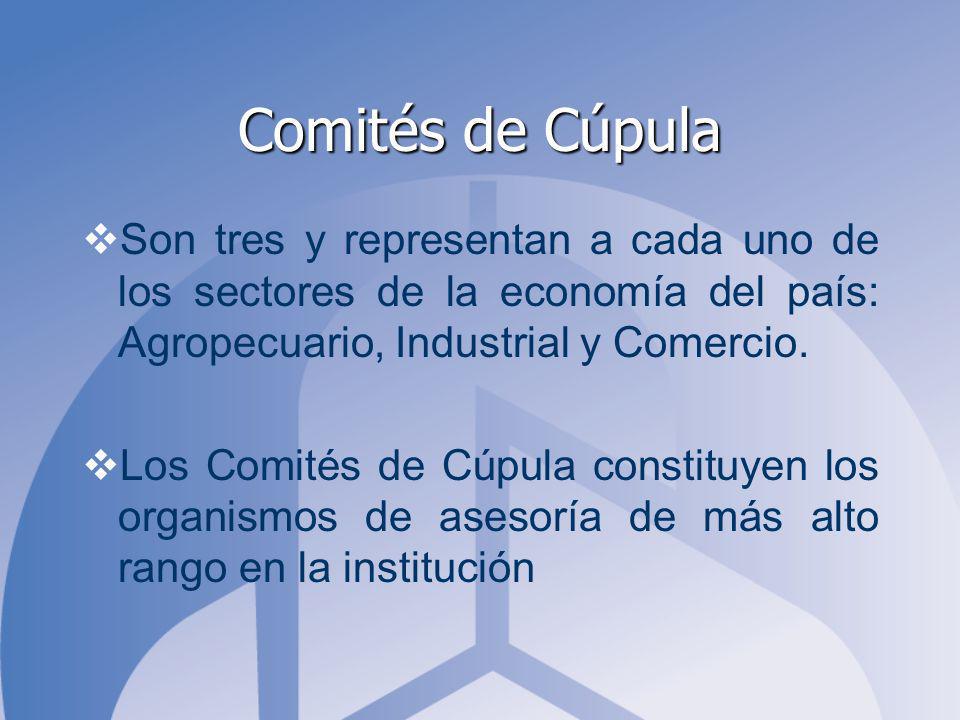 Comités de Cúpula Son tres y representan a cada uno de los sectores de la economía del país: Agropecuario, Industrial y Comercio.