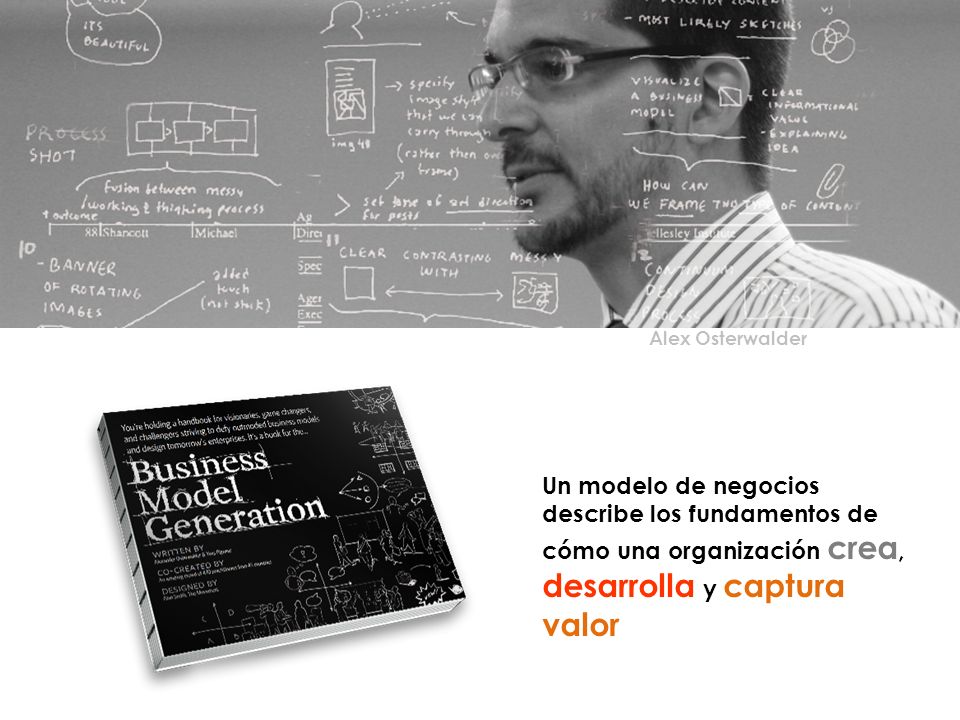 Alex Osterwalder Un modelo de negocios describe los fundamentos de cómo una organización crea, desarrolla y captura valor.