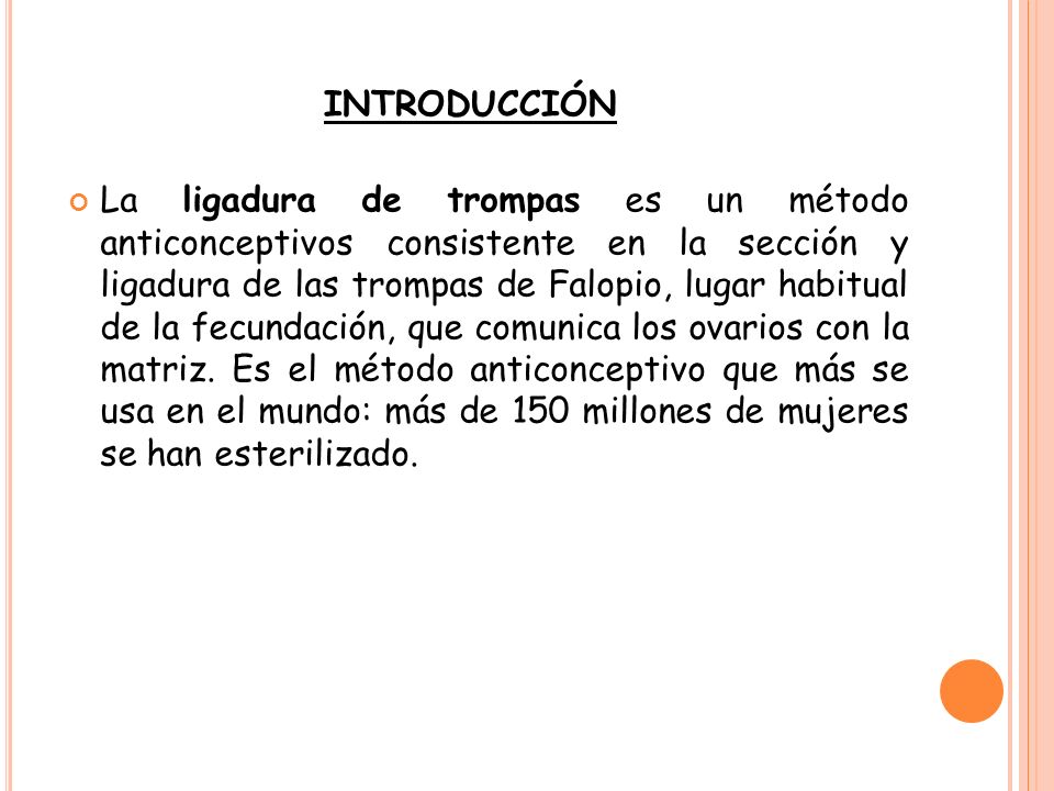 Metodo anticonceptivo ligadura de trompas efectividad