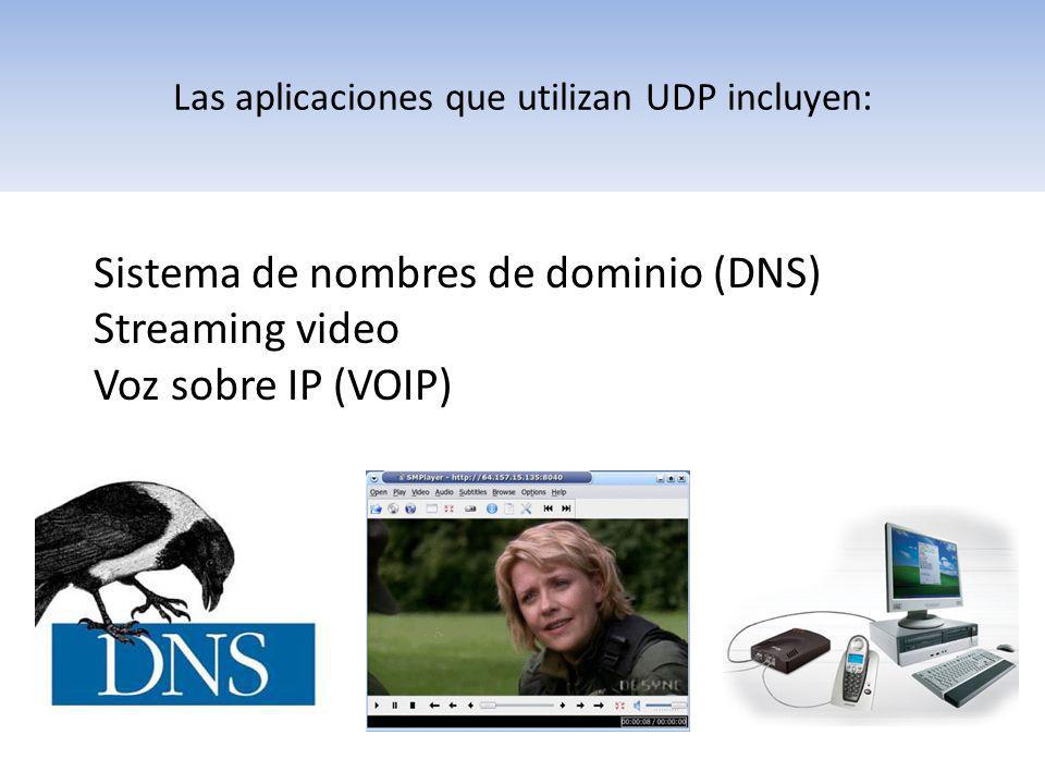 Las aplicaciones que utilizan UDP incluyen: