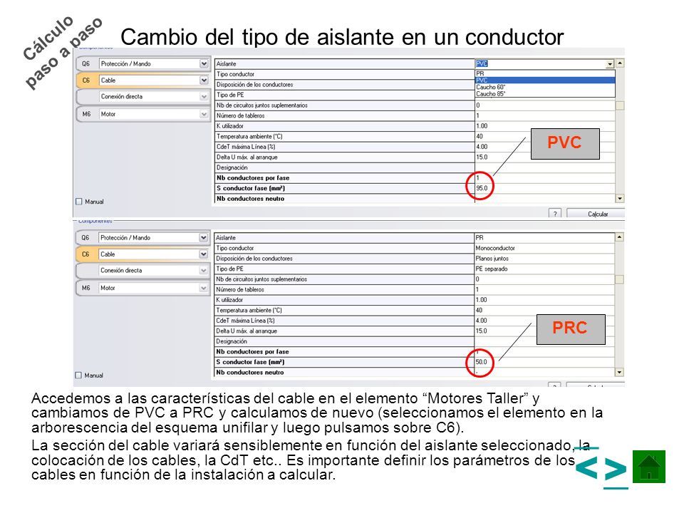 Cambio del tipo de aislante en un conductor