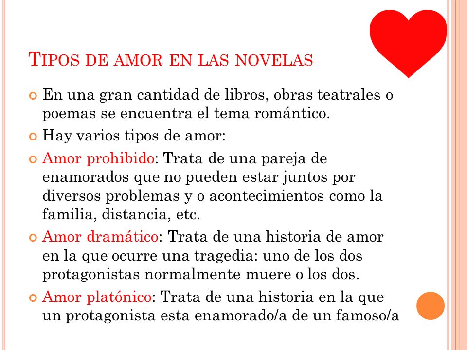 Tipos de amor en las novelas