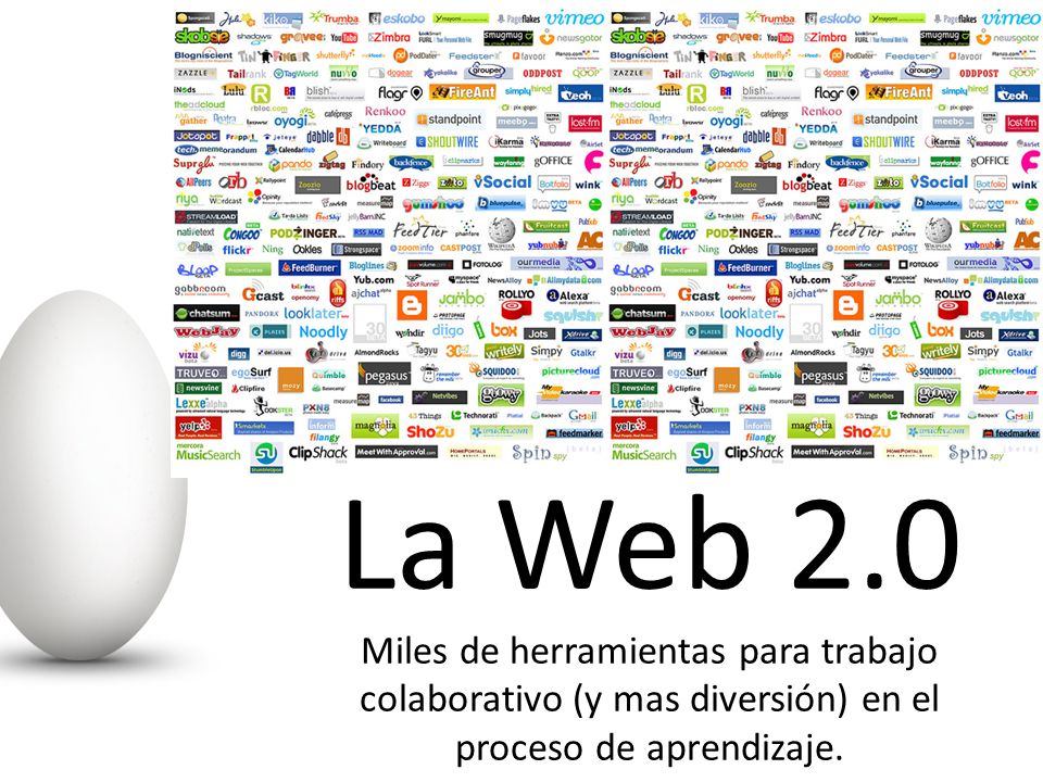 La Web 2.0 Miles de herramientas para trabajo colaborativo (y mas diversión) en el proceso de aprendizaje.