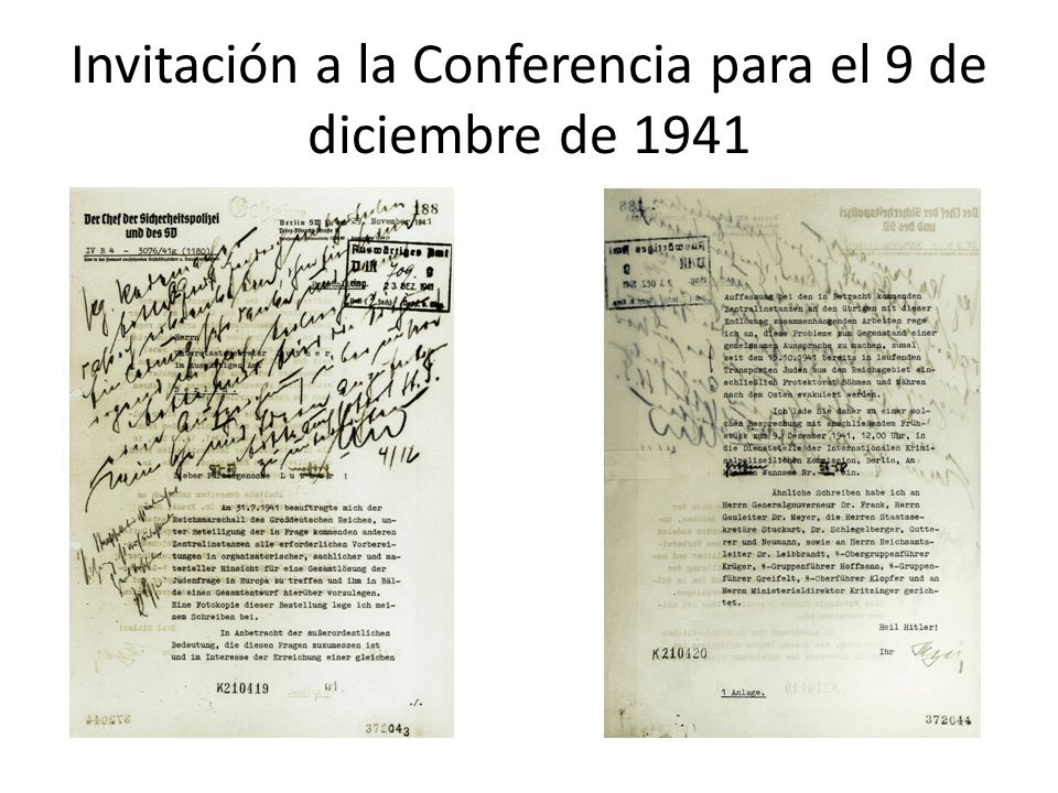 Invitación a la Conferencia para el 9 de diciembre de 1941