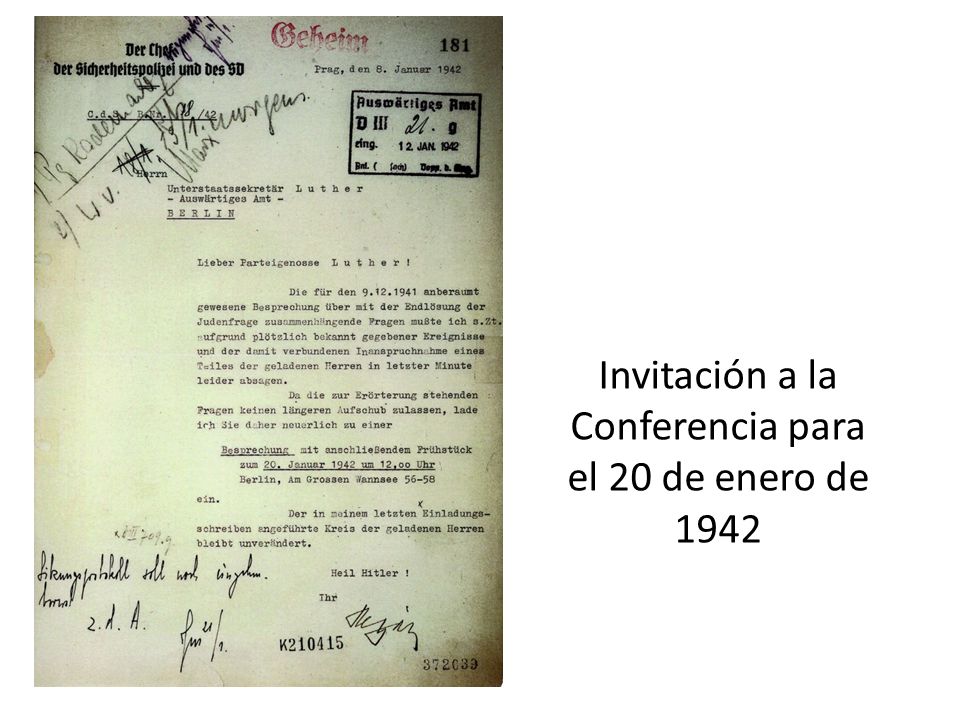 Invitación a la Conferencia para el 20 de enero de 1942