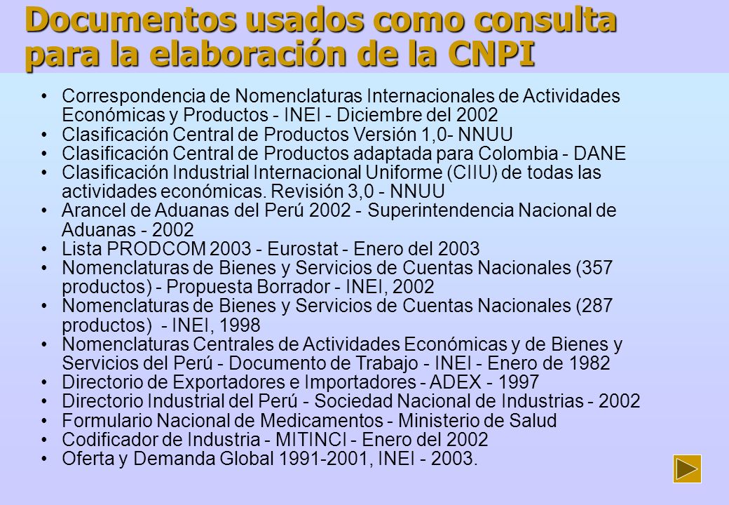 Documentos usados como consulta para la elaboración de la CNPI