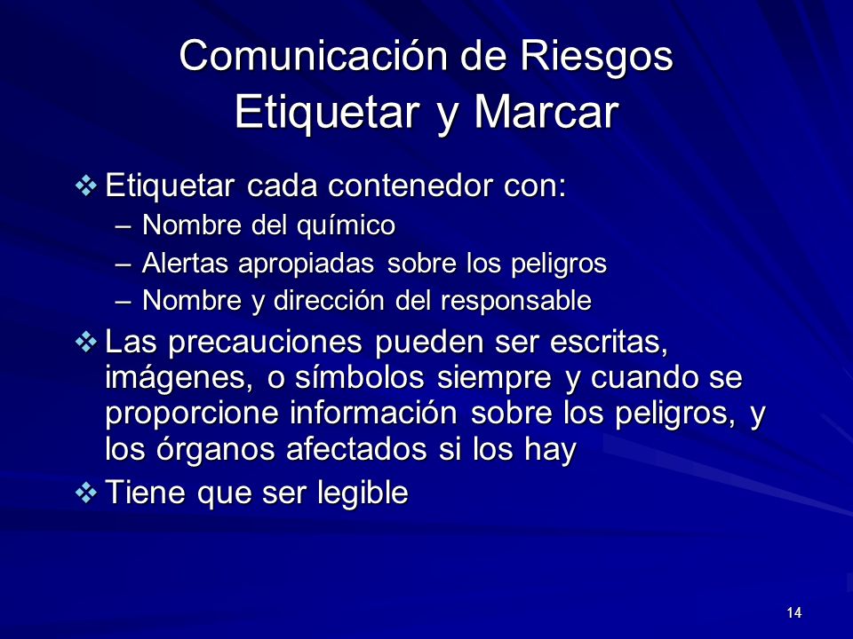 Comunicación de Riesgos Etiquetar y Marcar