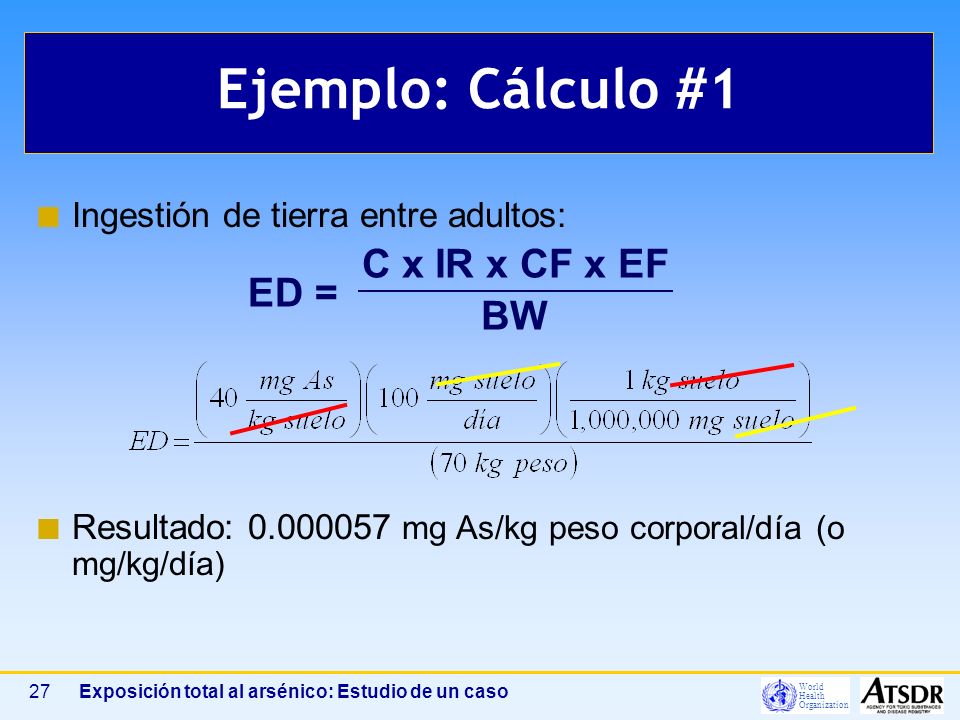 Ejemplo: Cálculo #1 C x IR x CF x EF ED = BW