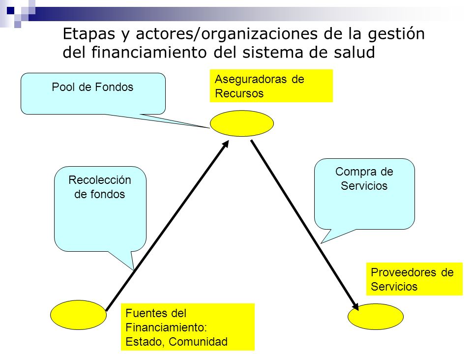 Etapas y actores/organizaciones de la gestión del financiamiento del sistema de salud