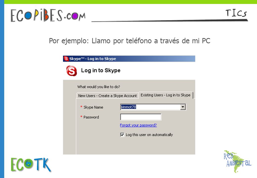 Por ejemplo: Llamo por teléfono a través de mi PC