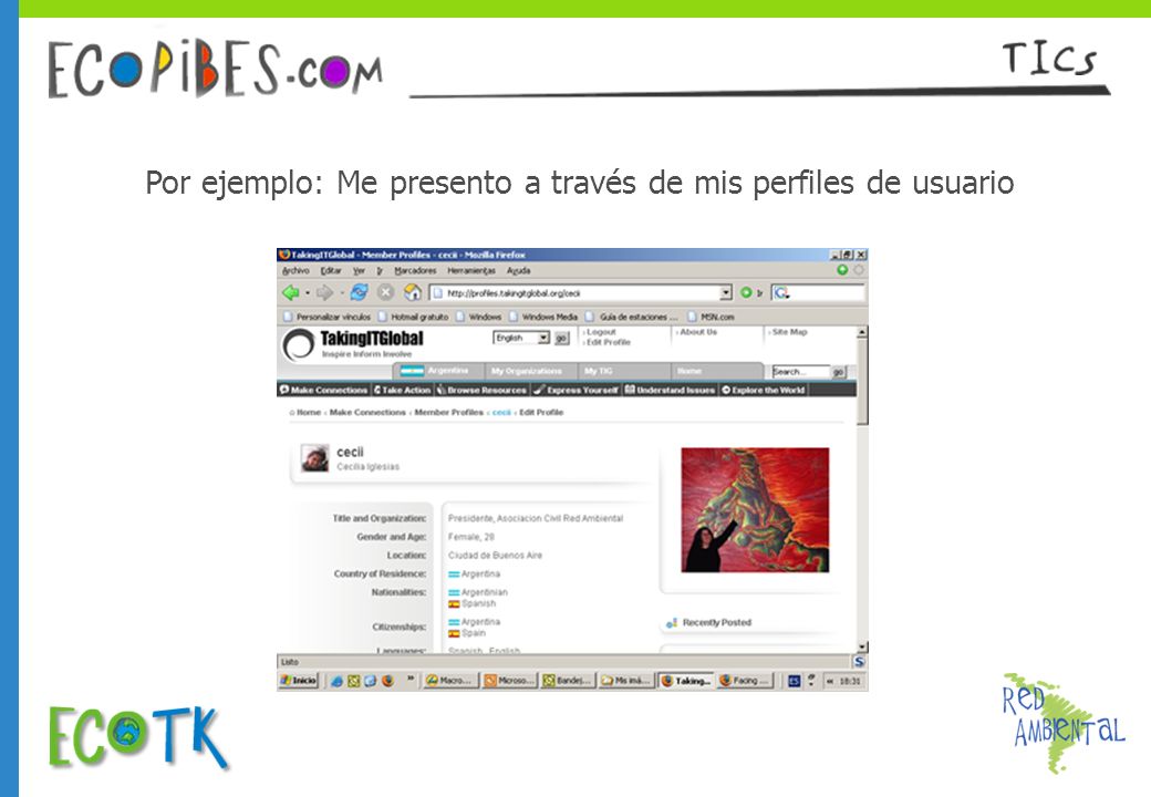 Por ejemplo: Me presento a través de mis perfiles de usuario